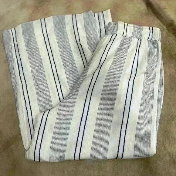 Sundry Striped Wide-Leg Pants Size 3 Women Casual Ankle Linen Pant Boho 35743 - Picture 3 of 5